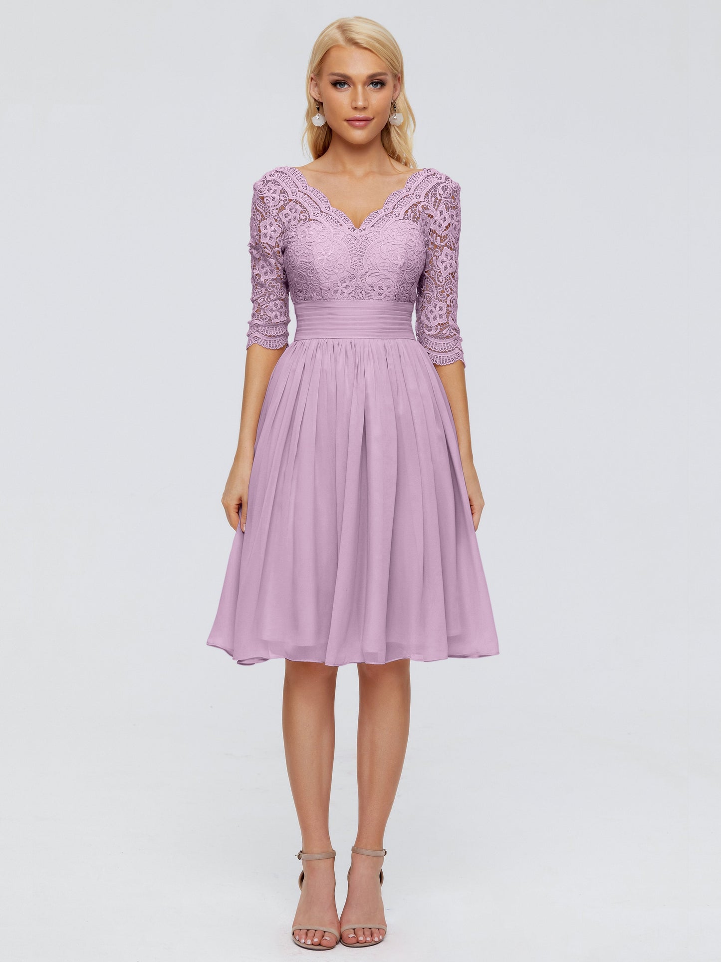 Jordyn Knee Length Lace Bridesmaid Dresses
