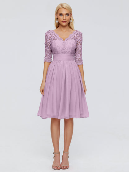 Jordyn Knee Length Lace Bridesmaid Dresses