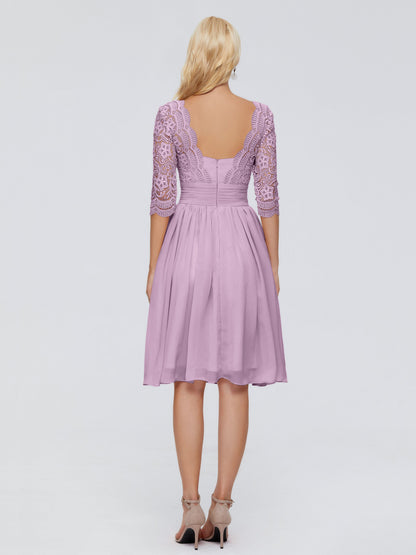 Jordyn Knee Length Lace Bridesmaid Dresses
