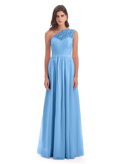 Kaiya One Shoulder Split Lace Long Bridesmaid Dresses