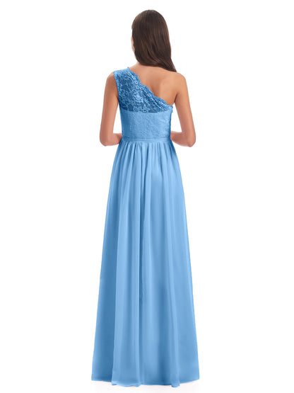 Kaiya One Shoulder Split Lace Long Bridesmaid Dresses