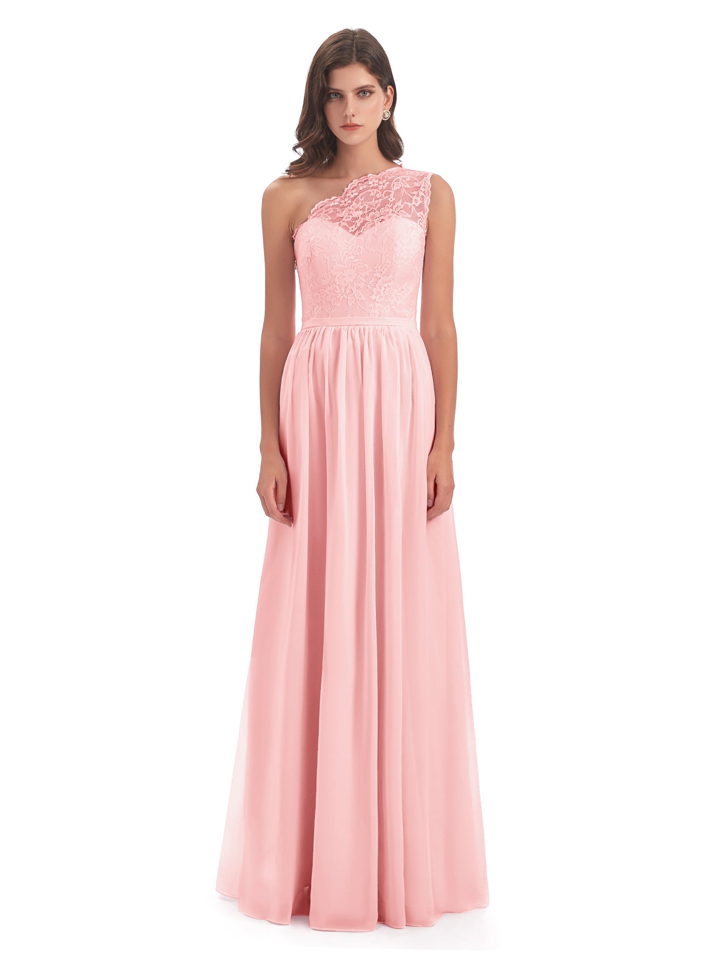 Kaiya One Shoulder Split Lace Long Bridesmaid Dresses