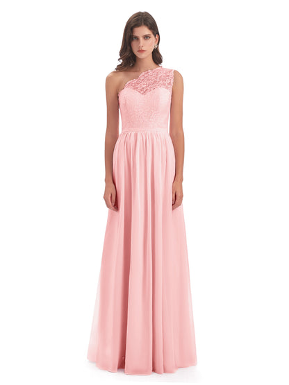 Kaiya One Shoulder Split Lace Long Bridesmaid Dresses