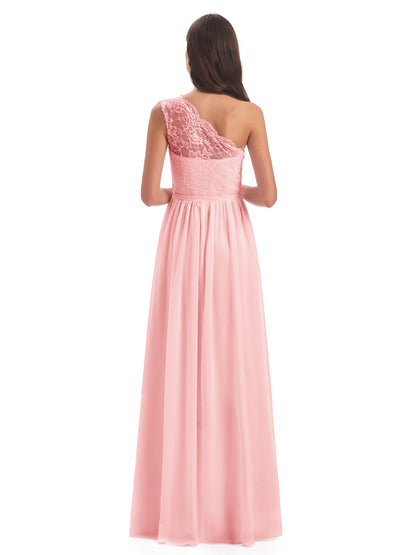 Kaiya One Shoulder Split Lace Long Bridesmaid Dresses