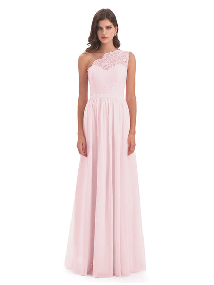 Kaiya One Shoulder Split Lace Long Bridesmaid Dresses