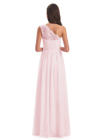 Kaiya One Shoulder Split Lace Long Bridesmaid Dresses