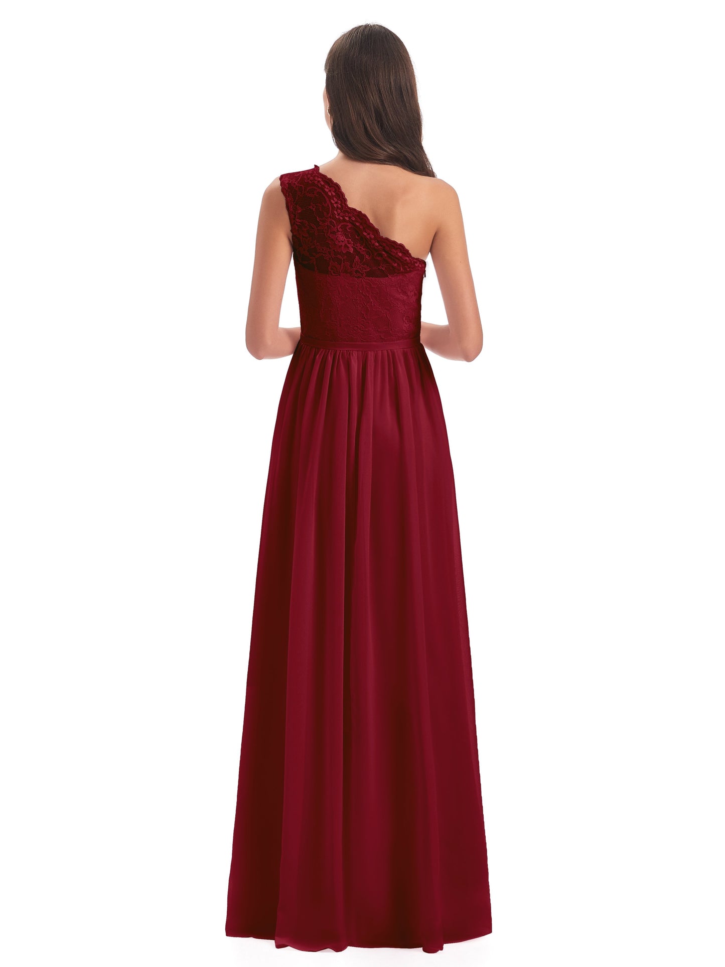 Kaiya One Shoulder Split Lace Long Bridesmaid Dresses