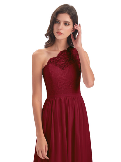Kaiya One Shoulder Split Lace Long Bridesmaid Dresses