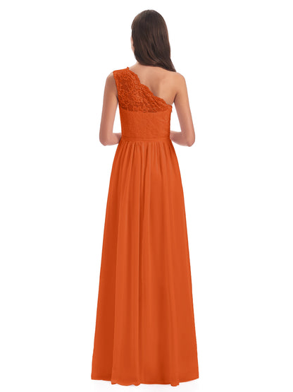 Kaiya One Shoulder Split Lace Long Bridesmaid Dresses