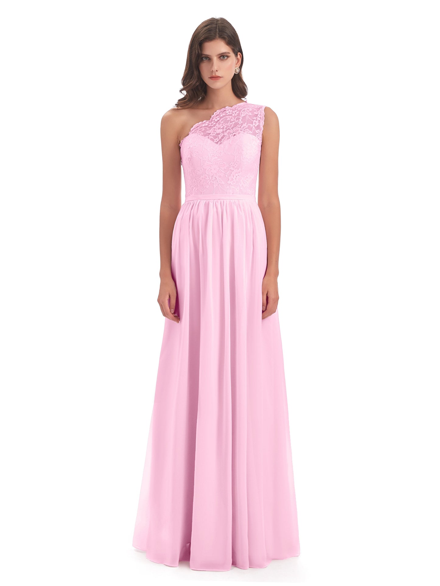 Kaiya One Shoulder Split Lace Long Bridesmaid Dresses