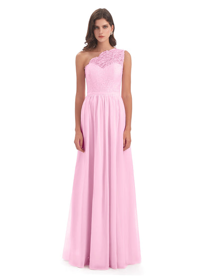 Kaiya One Shoulder Split Lace Long Bridesmaid Dresses