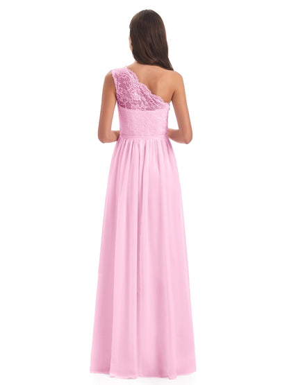 Kaiya One Shoulder Split Lace Long Bridesmaid Dresses