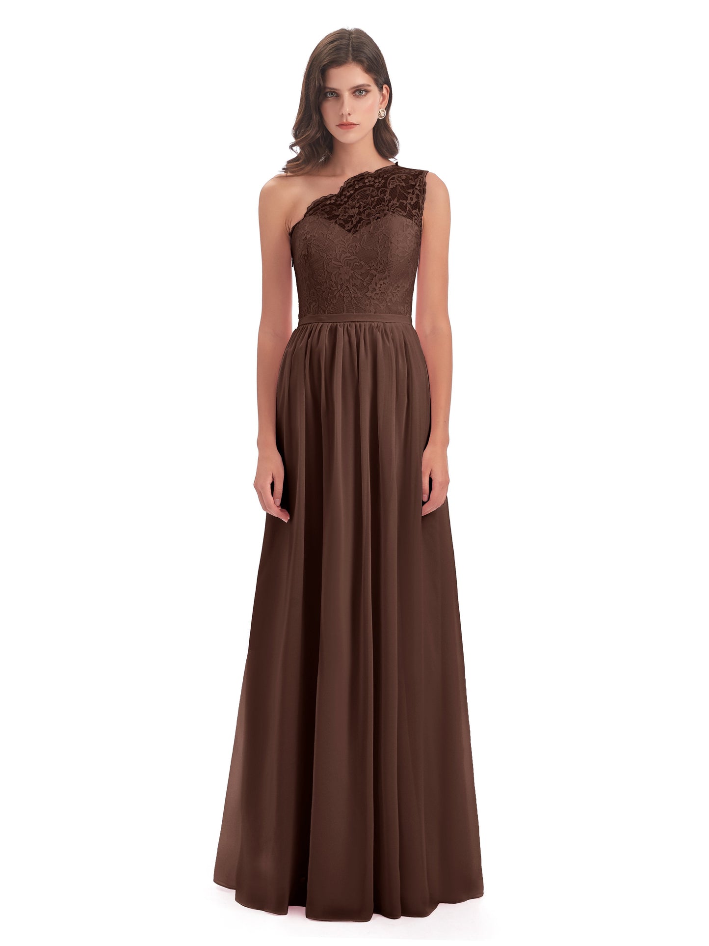 Kaiya One Shoulder Split Lace Long Bridesmaid Dresses