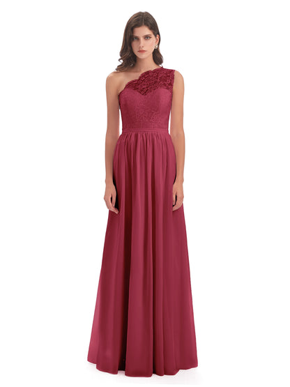 Kaiya One Shoulder Split Lace Long Bridesmaid Dresses
