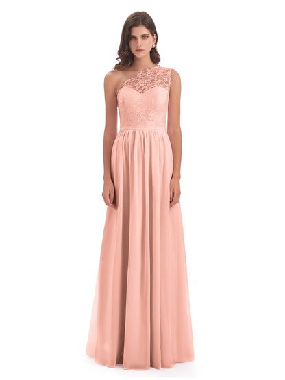 Kaiya One Shoulder Split Lace Long Bridesmaid Dresses