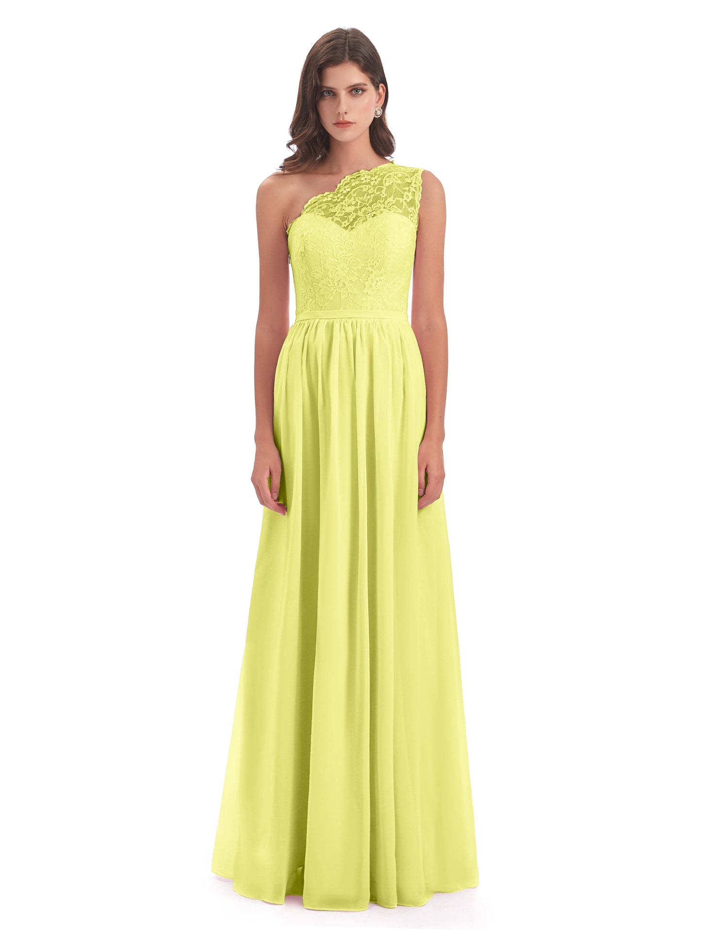Kaiya One Shoulder Split Lace Long Bridesmaid Dresses