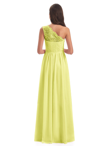 Kaiya One Shoulder Split Lace Long Bridesmaid Dresses