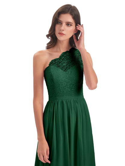 Kaiya One Shoulder Split Lace Long Bridesmaid Dresses