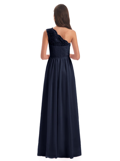 Kaiya One Shoulder Split Lace Long Bridesmaid Dresses