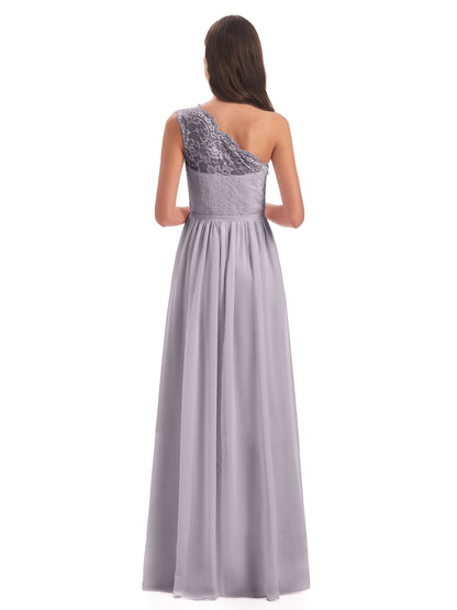 Kaiya One Shoulder Split Lace Long Bridesmaid Dresses