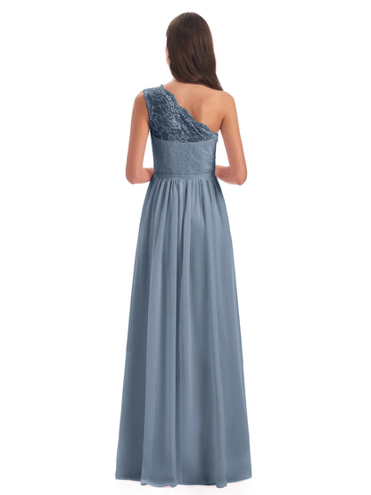 Kaiya One Shoulder Split Lace Long Bridesmaid Dresses