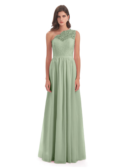 Kaiya One Shoulder Split Lace Long Bridesmaid Dresses