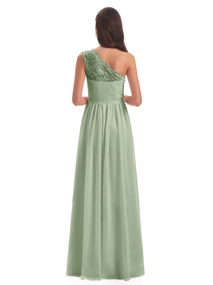 Kaiya One Shoulder Split Lace Long Bridesmaid Dresses