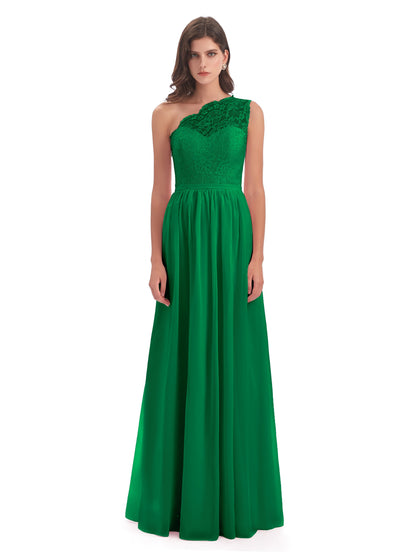 Kaiya One Shoulder Split Lace Long Bridesmaid Dresses