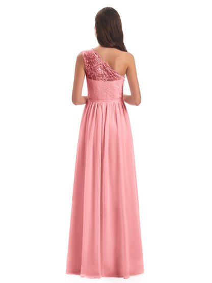 Kaiya One Shoulder Split Lace Long Bridesmaid Dresses