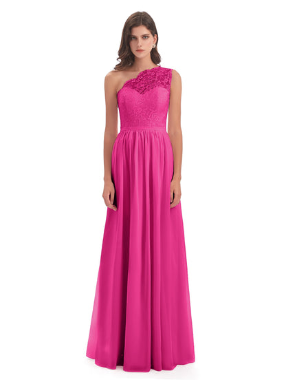Kaiya One Shoulder Split Lace Long Bridesmaid Dresses