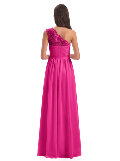 Kaiya One Shoulder Split Lace Long Bridesmaid Dresses