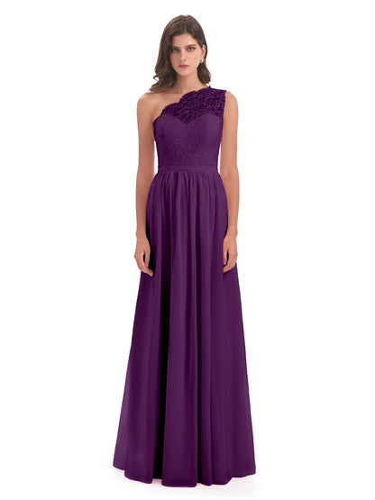 Kaiya One Shoulder Split Lace Long Bridesmaid Dresses