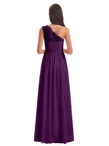 Kaiya One Shoulder Split Lace Long Bridesmaid Dresses