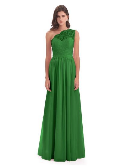 Kaiya One Shoulder Split Lace Long Bridesmaid Dresses