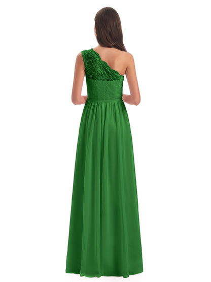 Kaiya One Shoulder Split Lace Long Bridesmaid Dresses