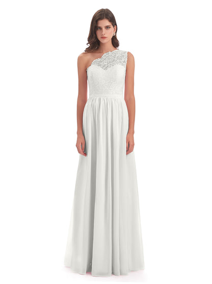 Kaiya One Shoulder Split Lace Long Bridesmaid Dresses