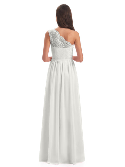 Kaiya One Shoulder Split Lace Long Bridesmaid Dresses
