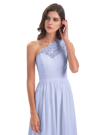 Kaiya One Shoulder Split Lace Long Bridesmaid Dresses