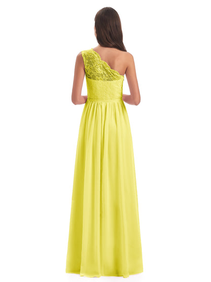 Kaiya One Shoulder Split Lace Long Bridesmaid Dresses