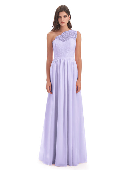 Kaiya One Shoulder Split Lace Long Bridesmaid Dresses