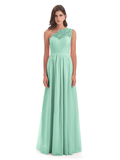 Kaiya One Shoulder Split Lace Long Bridesmaid Dresses