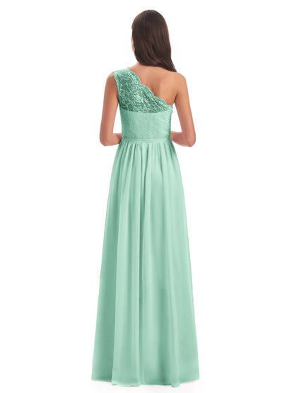 Kaiya One Shoulder Split Lace Long Bridesmaid Dresses