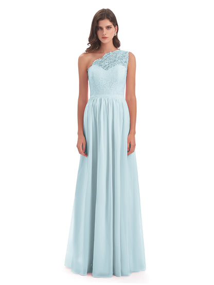 Kaiya One Shoulder Split Lace Long Bridesmaid Dresses