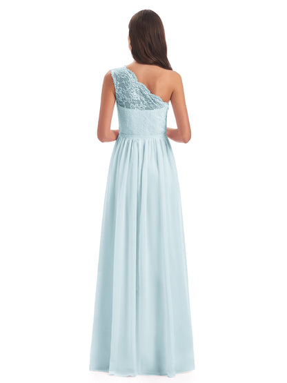 Kaiya One Shoulder Split Lace Long Bridesmaid Dresses