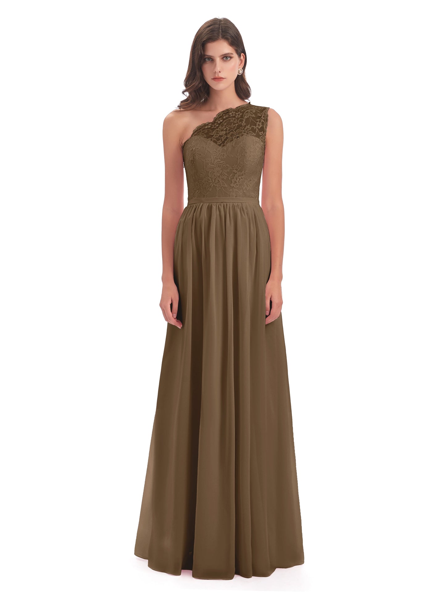 Kaiya One Shoulder Split Lace Long Bridesmaid Dresses