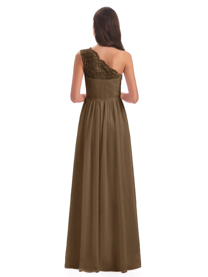 Kaiya One Shoulder Split Lace Long Bridesmaid Dresses