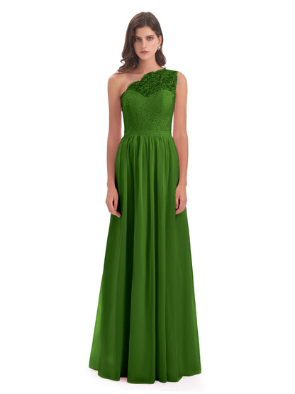Kaiya One Shoulder Split Lace Long Bridesmaid Dresses