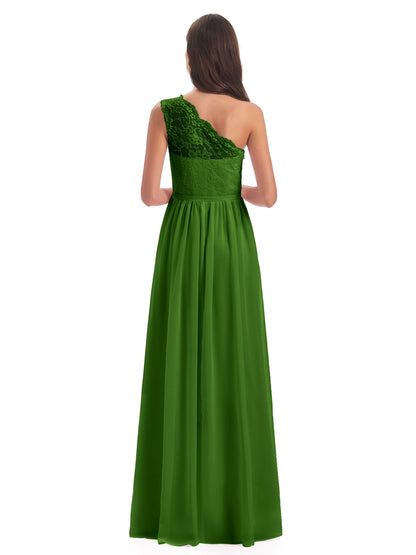 Kaiya One Shoulder Split Lace Long Bridesmaid Dresses