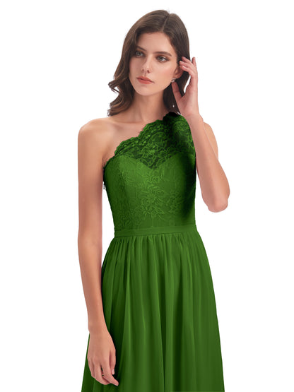 Kaiya One Shoulder Split Lace Long Bridesmaid Dresses