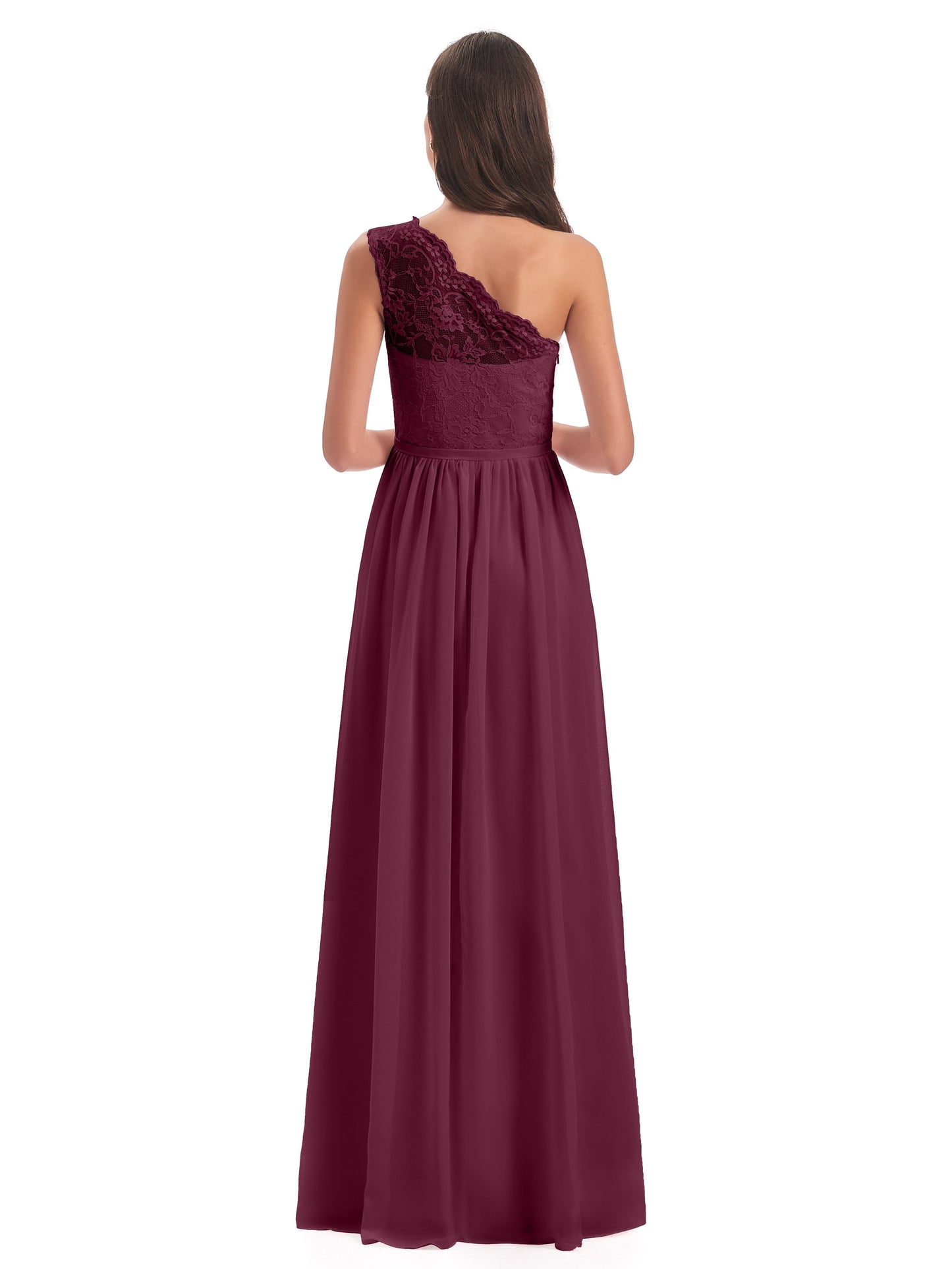 Kaiya One Shoulder Split Lace Long Bridesmaid Dresses